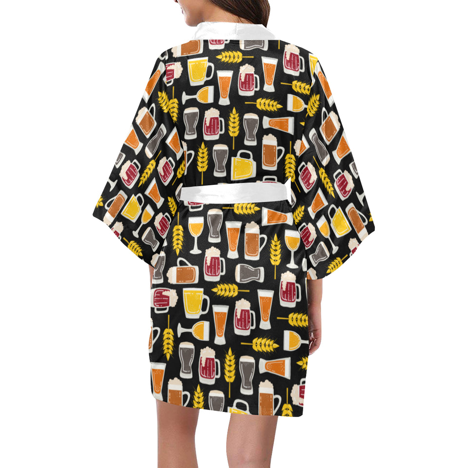 Beer type pattern Women's Short Kimono Robe