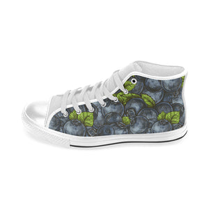 blueberry pattern Men's High Top Canvas Shoes White