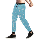 Snowflake pattern blue background Unisex Casual Sweatpants