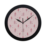 Poodle dog pink color theme Elegant Black Wall Clock