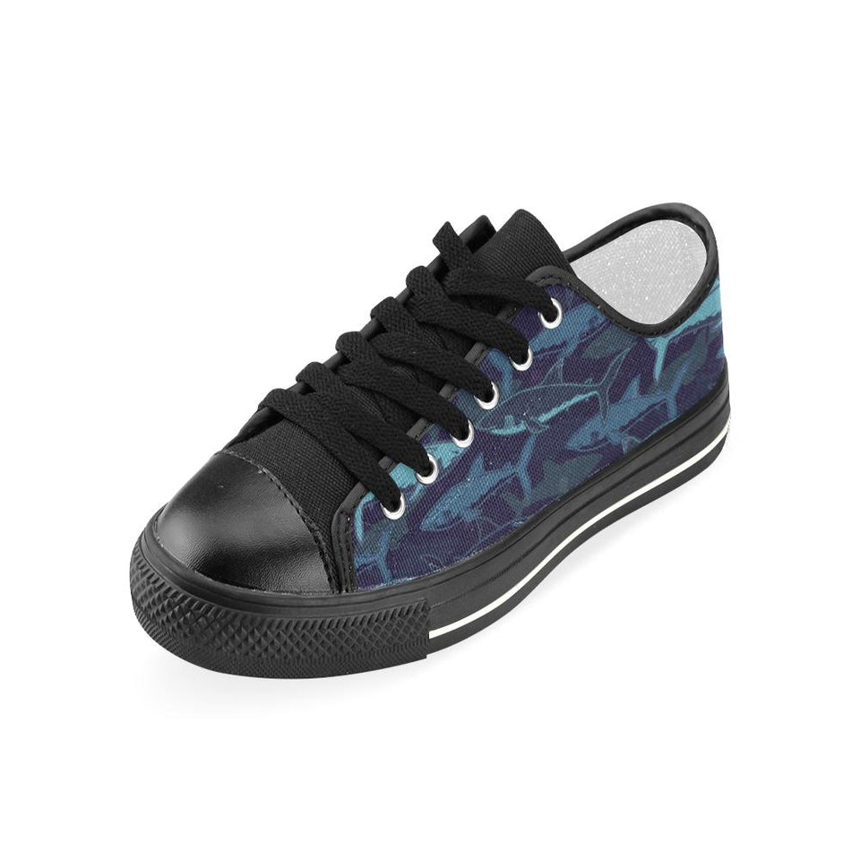 Shark pattern Kids' Boys' Girls' Low Top Canvas Shoes Black