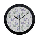 Hand painting Watercolor Lavender Elegant Black Wall Clock