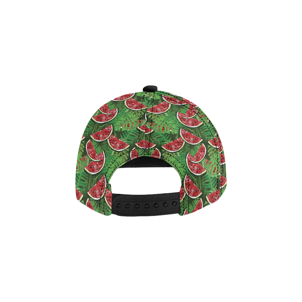 Watermelons tropical palm leaves pattern backgroun All Over Print Snapback Cap