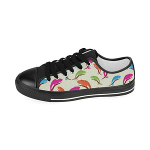 Colorful Chameleon lizard pattern Kids' Boys' Girls' Low Top Canvas Shoes Black