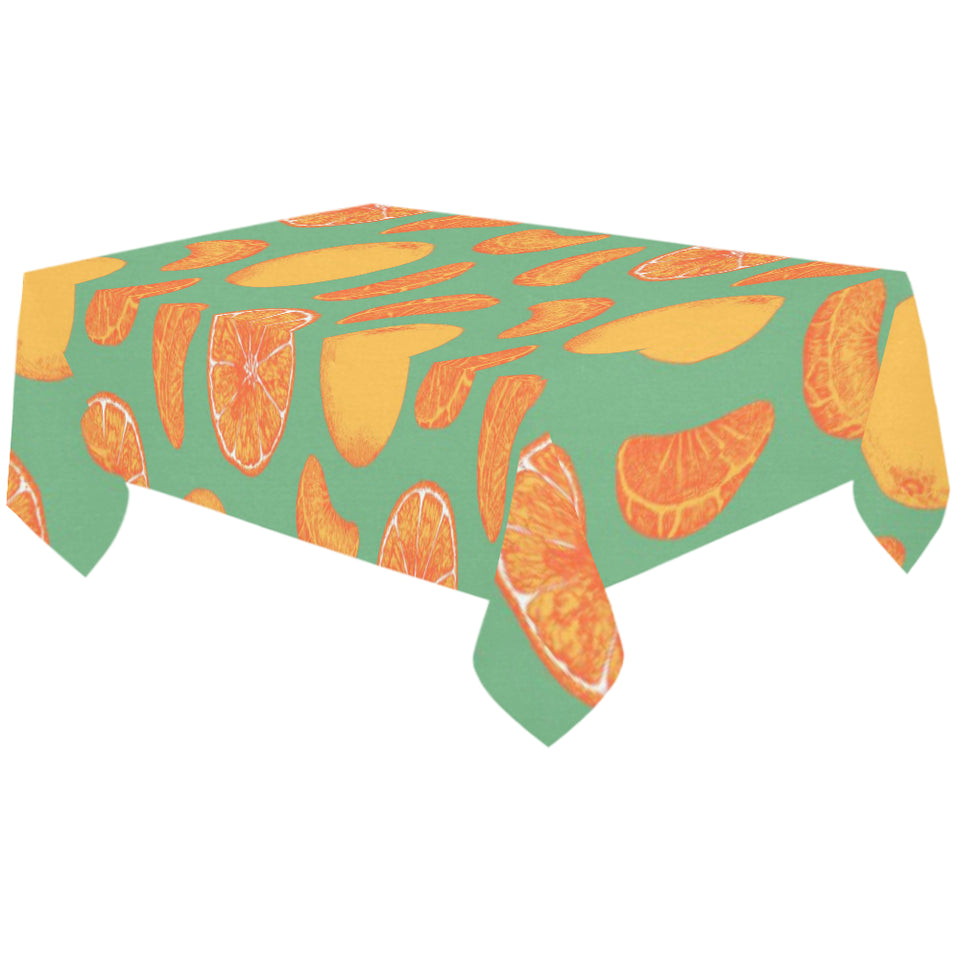 orange fruit pattern green background Tablecloth