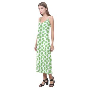 Hop pattern background V-Neck Open Fork Long Dress