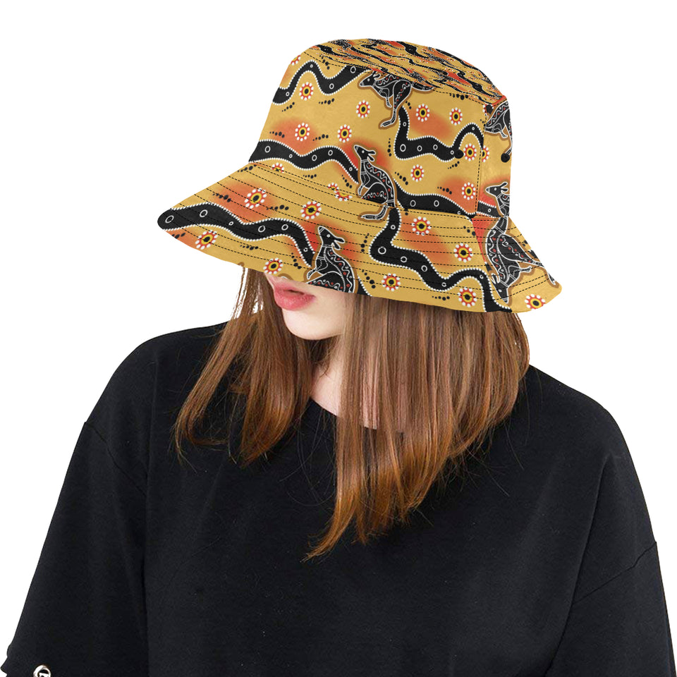 Kangaroo Australian aboriginal art pattern Unisex Bucket Hat