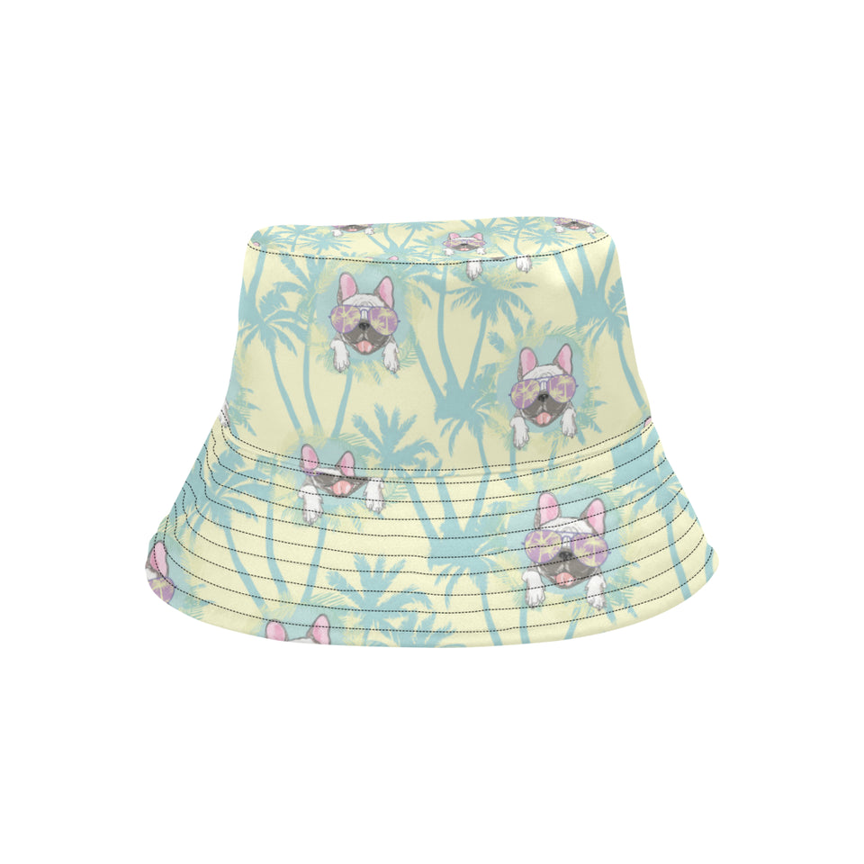 French bulldog hawaii blackground Unisex Bucket Hat
