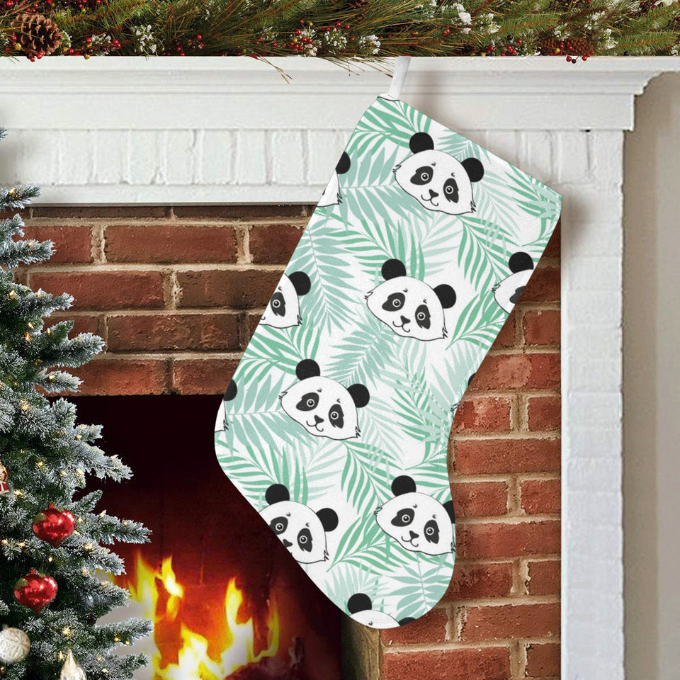 Panda pattern tropical leaves background Christmas Stocking