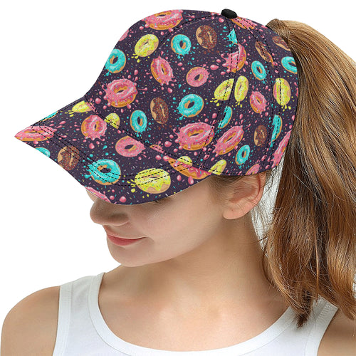 Colorful donut glaze pattern All Over Print Snapback Cap