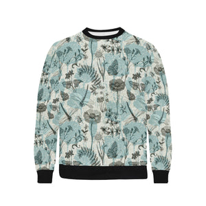 Dragonfly Butterfly Plants insect flower vintage s Men's Crew Neck Sweatshirt