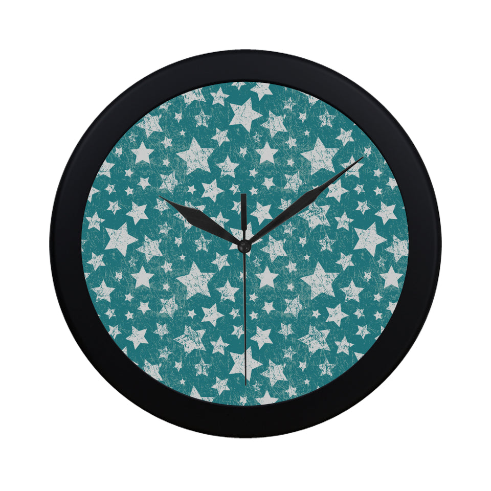 Vintage star pattern Elegant Black Wall Clock