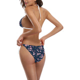 Pink sakura cherry blossom blue background Sexy Bikinis Two-Piece Swimsuits