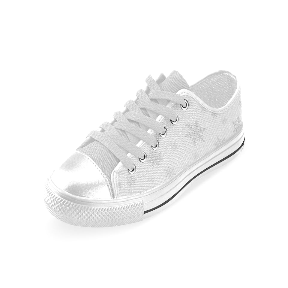 Snowflake pattern white background Men's Low Top Shoes White