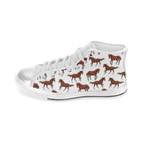 Horses running pattern background Women's High Top Canvas Shoes White