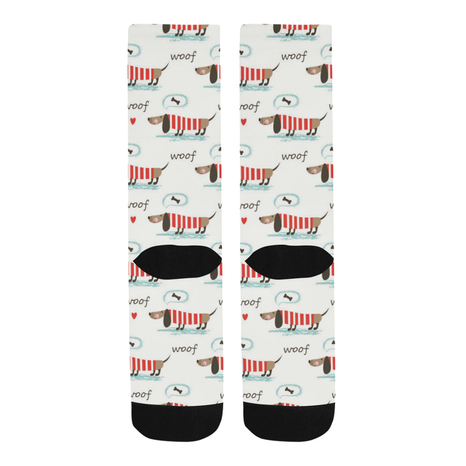Cute dachshund bone pattern Crew Socks