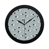Sheep polka dot cloud pattern Elegant Black Wall Clock