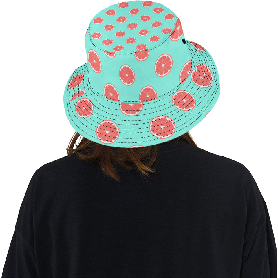 Grapefruit green background Unisex Bucket Hat