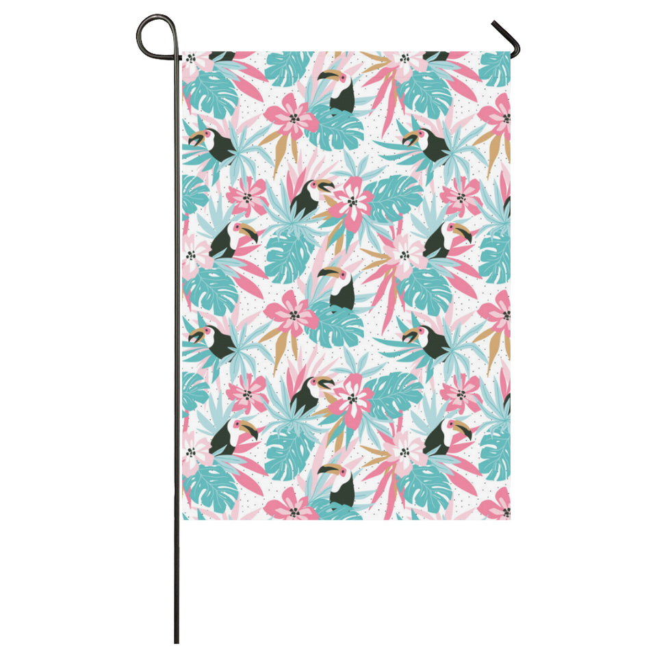 Toucan tropical flower leave pattern House Flag Garden Flag