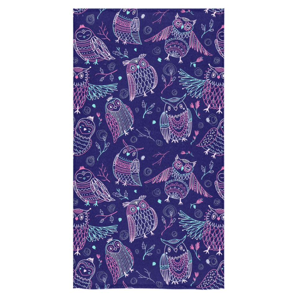 Cute owls pattern boho style ornament Bath Towel