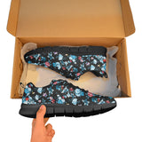 Skull flower roses leave pattern Women's Sneaker Shoes