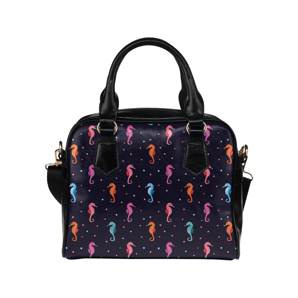Watercolor colorful seahorse pattern Shoulder Handbag