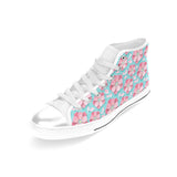 3D sakura cherry blossom pattern Women's High Top Canvas Shoes White