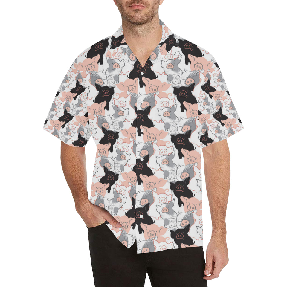 Pig Pattern Print Design 05 Men's All Over Print Hawaiian Shirt (Model T58)