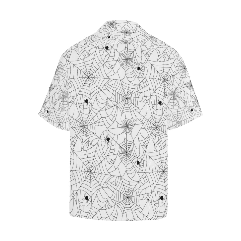 Spider web cobweb pattern white background Men's All Over Print Hawaiian Shirt