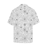 Spider web cobweb pattern white background Men's All Over Print Hawaiian Shirt