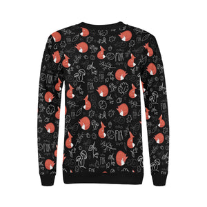 fox sleeping fox pattern Women's Crew Neck Sweatshirt