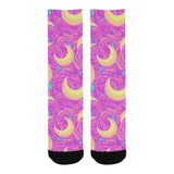 Moon pink rose background Crew Socks
