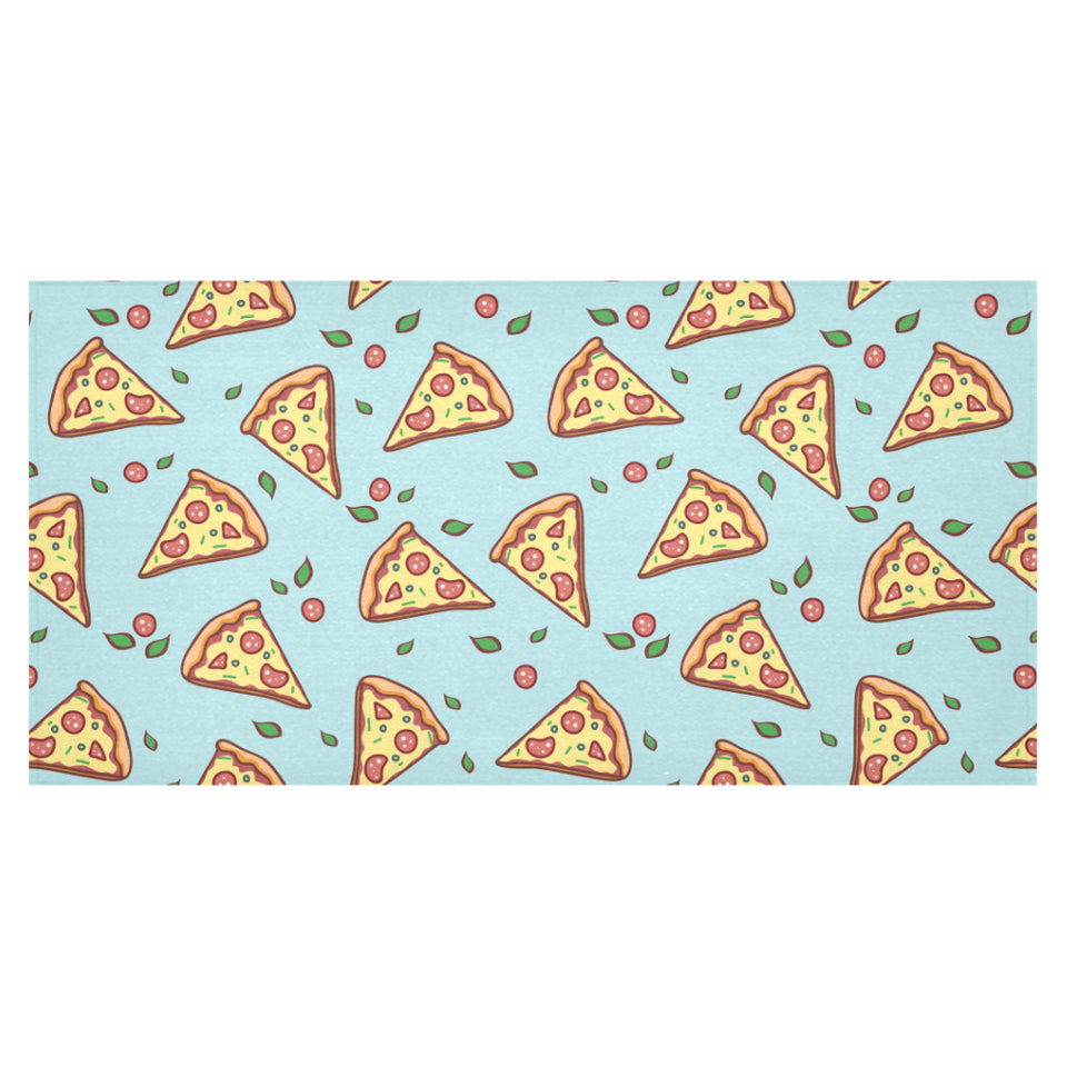 Hand drawn pizza blue background Tablecloth