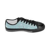 Snowflake pattern blue stripe background Women's Low Top Canvas Shoes Black