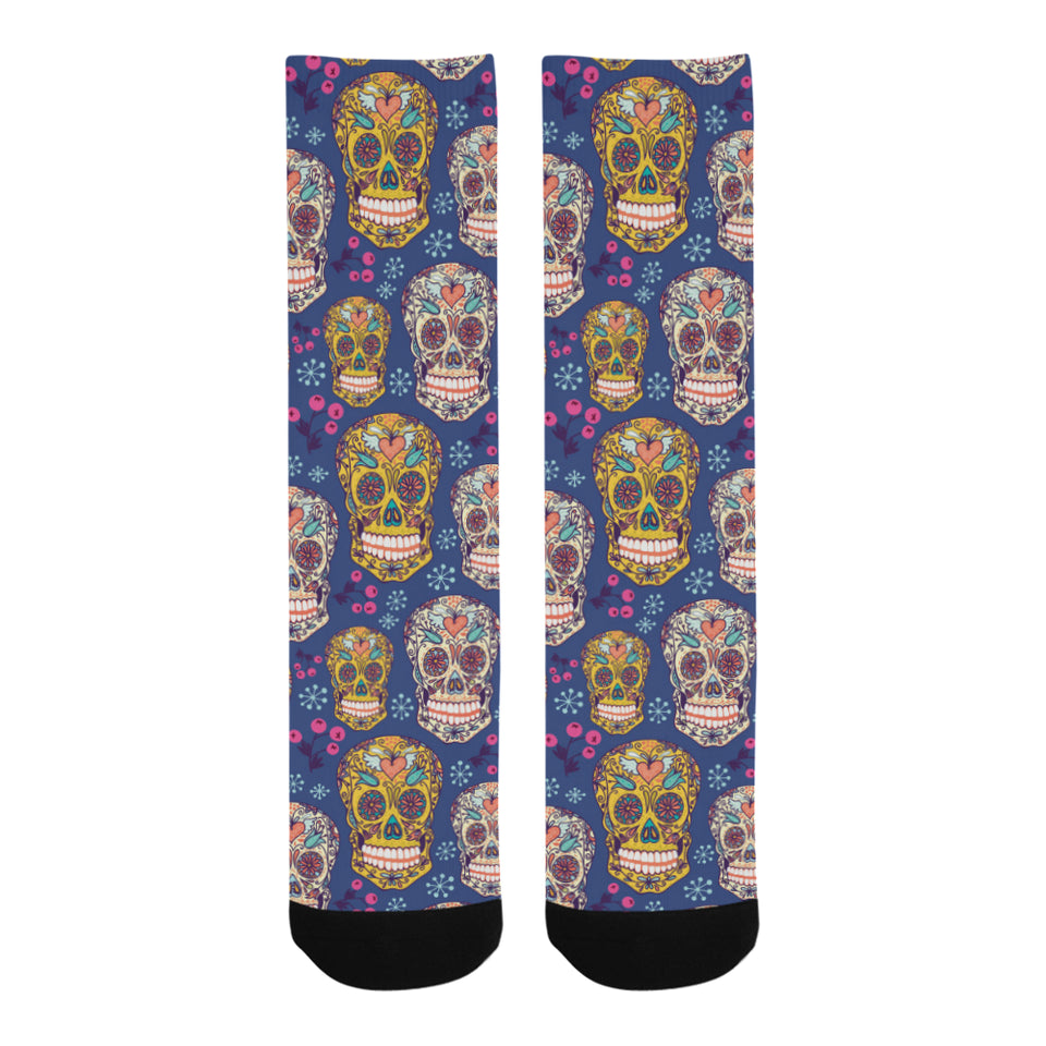 Sugar skull flower pattern Crew Socks