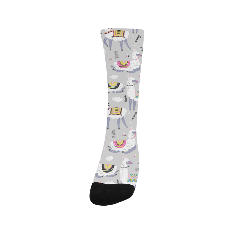 Cute Llama Alpaca pattern Crew Socks