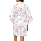 Hand drawn ice cream pattern Women's Short Kimono Robe