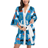 Colorful rhino pattern Women's Short Kimono Robe