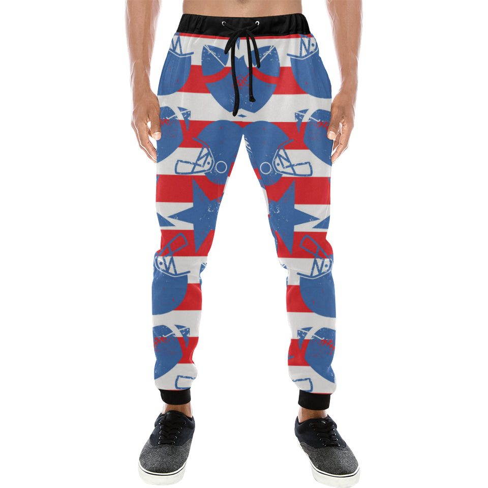 American football ball star stripes pattern Unisex Casual Sweatpants