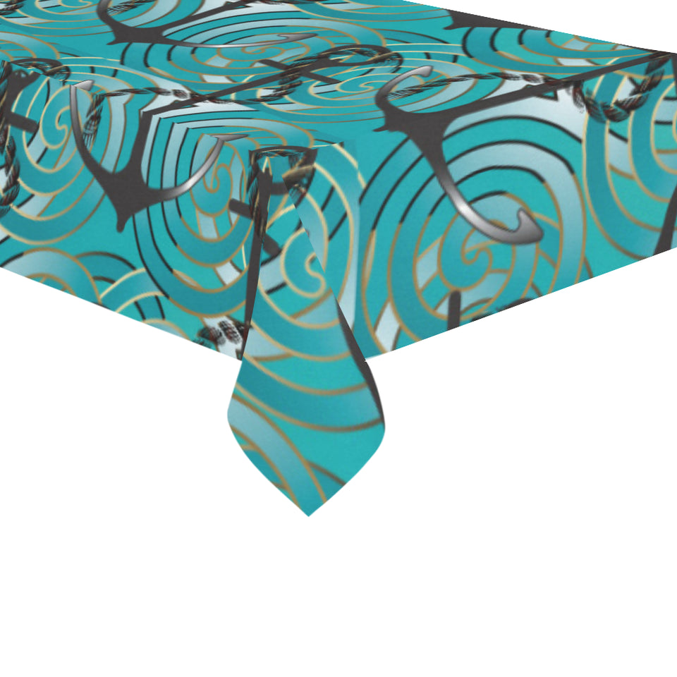 Anchor nautical green background Tablecloth