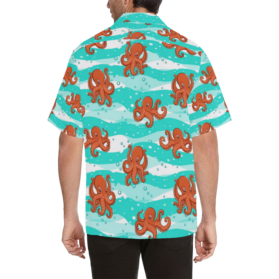 Octopuses sea wave background Men's All Over Print Hawaiian Shirt
