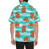 Octopuses sea wave background Men's All Over Print Hawaiian Shirt