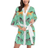 Colorful horses pattern Women's Short Kimono Robe