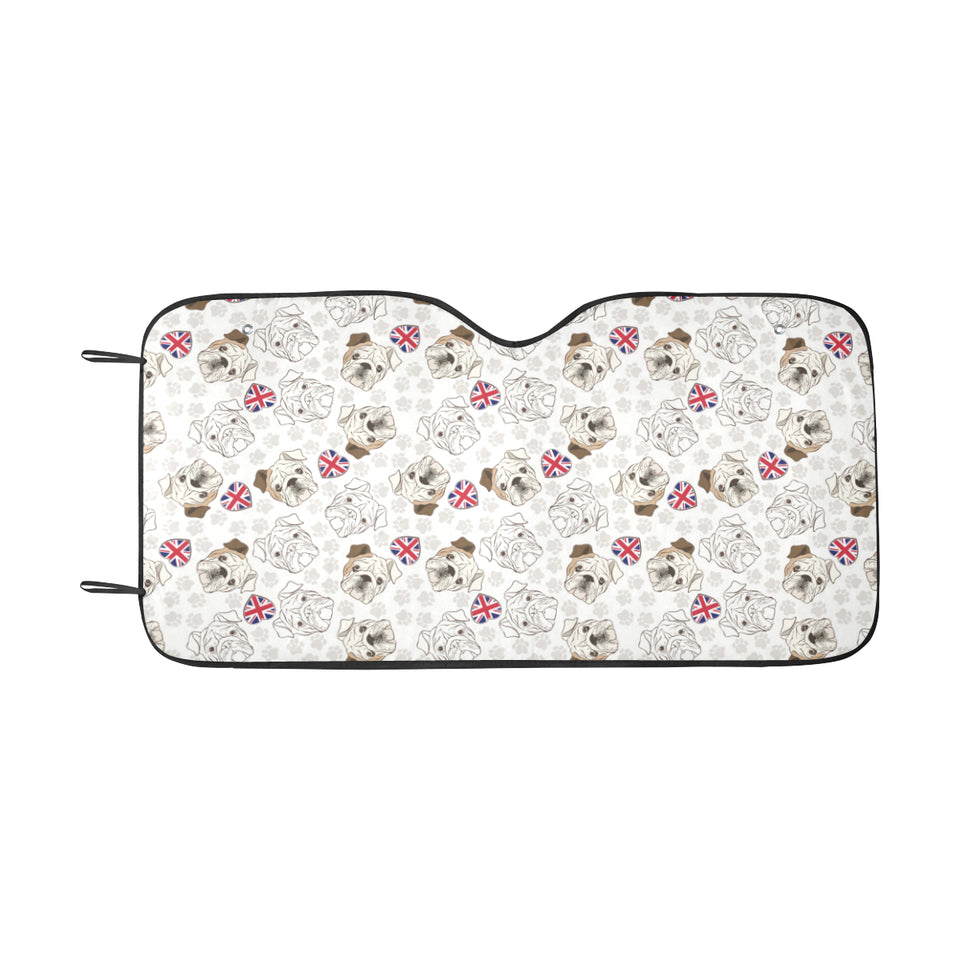 English Bulldog Pattern Print Design 01 Car Sun Shade