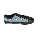 Cute penguin christmas snow pattern Men's Low Top Canvas Shoes Black