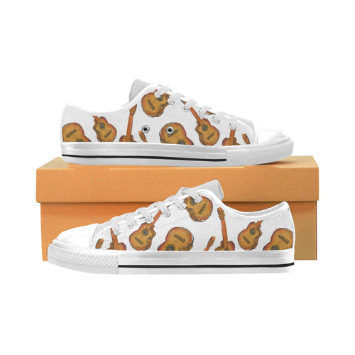 Paint Guitar Pattern Men's Low Top Shoes White