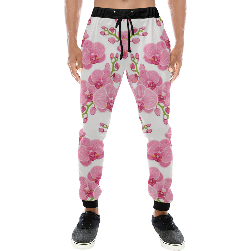 pink purple orchid pattern background Unisex Casual Sweatpants