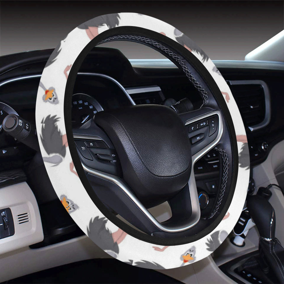 Ostrich Pattern Print Design 02 Car Steering Wheel Cover