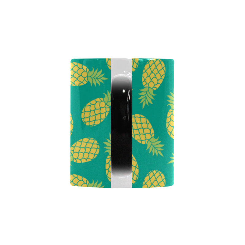 Pineapples pattern green background Morphing Mug Heat Changing Mug