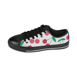 cherry pattern white background Men's Low Top Canvas Shoes Black